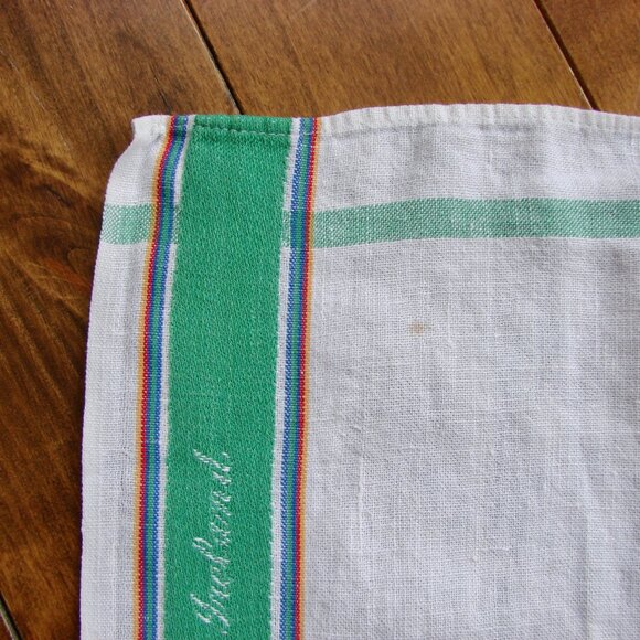 Vintage Tea Towel Linen Kitchen Glass Dish Giovedi Irish Linen Stripe Embroidery - Picture 8 of 15